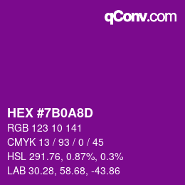カラーコード: HEX #7B0A8D | qconv.com