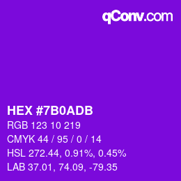 颜色代码: HEX #7B0ADB | qconv.com