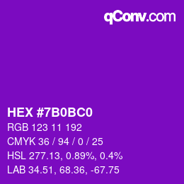Color code: HEX #7B0BC0 | qconv.com