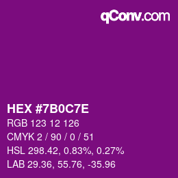 Color code: HEX #7B0C7E | qconv.com