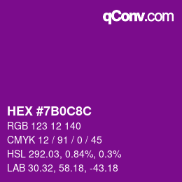 Color code: HEX #7B0C8C | qconv.com