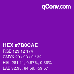 Color code: HEX #7B0CAE | qconv.com