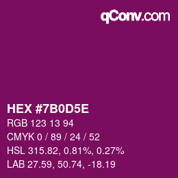カラーコード: HEX #7B0D5E | qconv.com