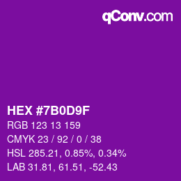 Color code: HEX #7B0D9F | qconv.com