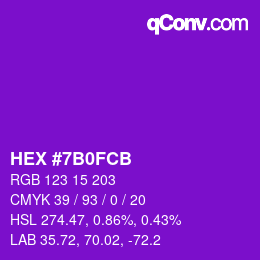 Color code: HEX #7B0FCB | qconv.com
