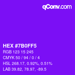 Color code: HEX #7B0FF5 | qconv.com