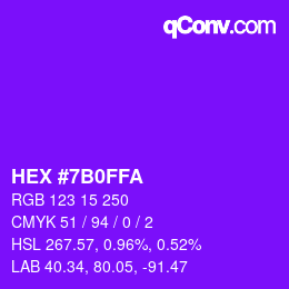颜色代码: HEX #7B0FFA | qconv.com