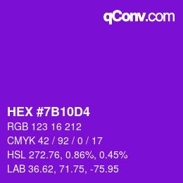カラーコード: HEX #7B10D4 | qconv.com