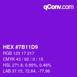 Color code: HEX #7B11D9 | qconv.com