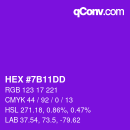 Color code: HEX #7B11DD | qconv.com