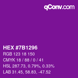 颜色代码: HEX #7B1296 | qconv.com
