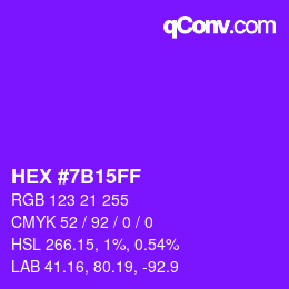 颜色代码: HEX #7B15FF | qconv.com