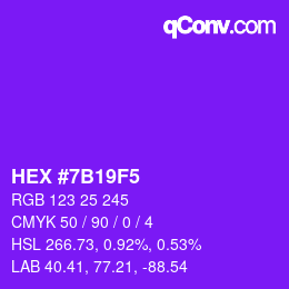 Color code: HEX #7B19F5 | qconv.com