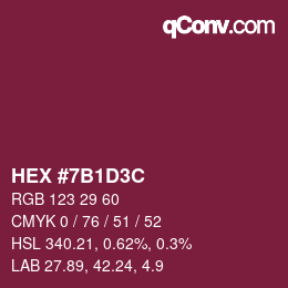 Color code: HEX #7B1D3C | qconv.com