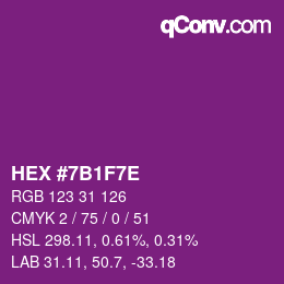 Color code: HEX #7B1F7E | qconv.com