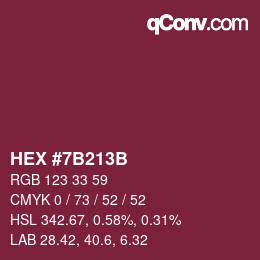 Farbcode: HEX #7B213B | qconv.com