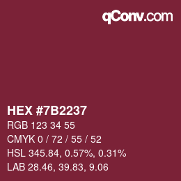 カラーコード: HEX #7B2237 | qconv.com