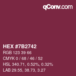 Farbcode: HEX #7B2742 | qconv.com