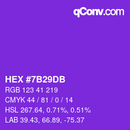 颜色代码: HEX #7B29DB | qconv.com