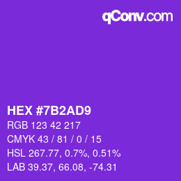 カラーコード: HEX #7B2AD9 | qconv.com