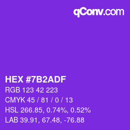 カラーコード: HEX #7B2ADF | qconv.com