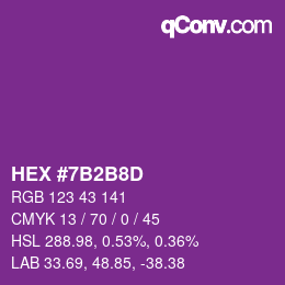 颜色代码: HEX #7B2B8D | qconv.com