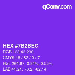 Color code: HEX #7B2BEC | qconv.com