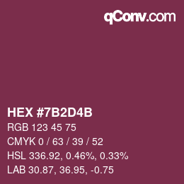 颜色代码: HEX #7B2D4B | qconv.com