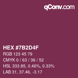 颜色代码: HEX #7B2D4F | qconv.com