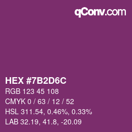 Color code: HEX #7B2D6C | qconv.com
