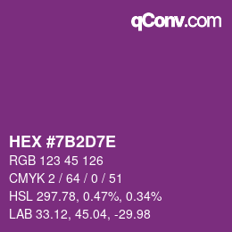 Color code: HEX #7B2D7E | qconv.com