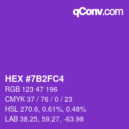 カラーコード: HEX #7B2FC4 | qconv.com