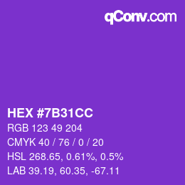 Color code: HEX #7B31CC | qconv.com