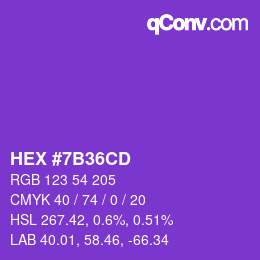 Code couleur: HEX #7B36CD | qconv.com
