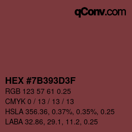 Code couleur: HEX #7B393D3F | qconv.com