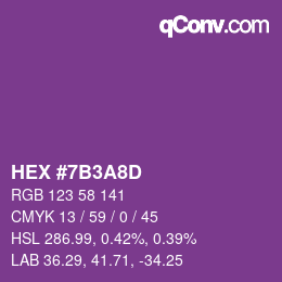 颜色代码: HEX #7B3A8D | qconv.com
