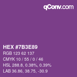 Color code: HEX #7B3E89 | qconv.com