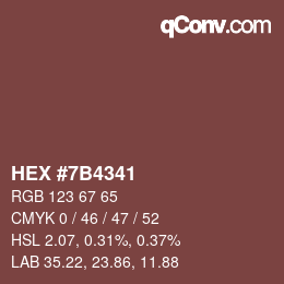 颜色代码: HEX #7B4341 | qconv.com