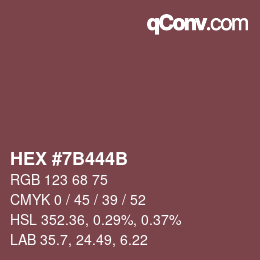 カラーコード: HEX #7B444B | qconv.com