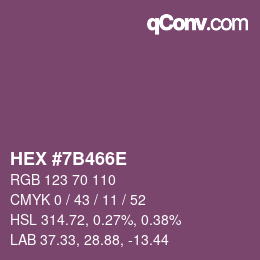 Color code: HEX #7B466E | qconv.com