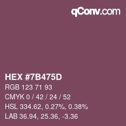颜色代码: HEX #7B475D | qconv.com