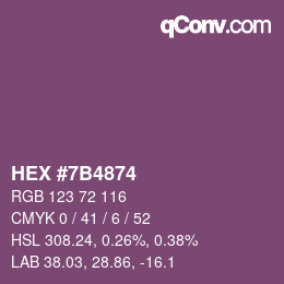 颜色代码: HEX #7B4874 | qconv.com