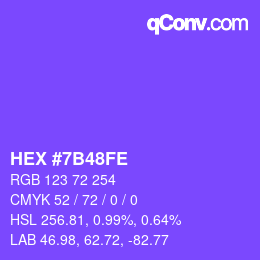 Color code: HEX #7B48FE | qconv.com