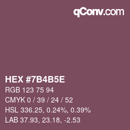 Farbcode: HEX #7B4B5E | qconv.com