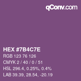 Color code: HEX #7B4C7E | qconv.com