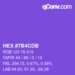 Color code: HEX #7B4CDB | qconv.com