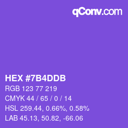 颜色代码: HEX #7B4DDB | qconv.com