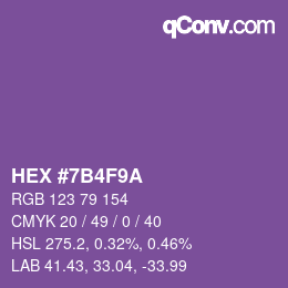 Color code: HEX #7B4F9A | qconv.com