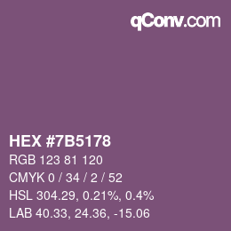 颜色代码: HEX #7B5178 | qconv.com
