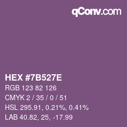Color code: HEX #7B527E | qconv.com